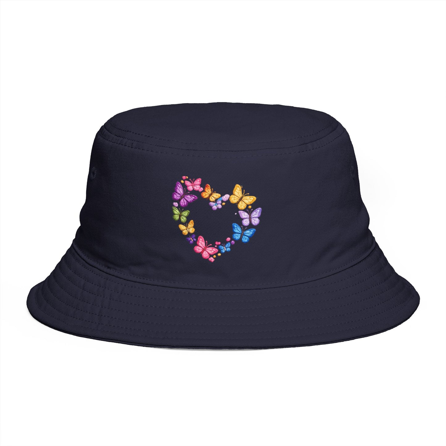Butterfly Heart Bucket Hat — Cute Pastel Floral Summer Sun Hat