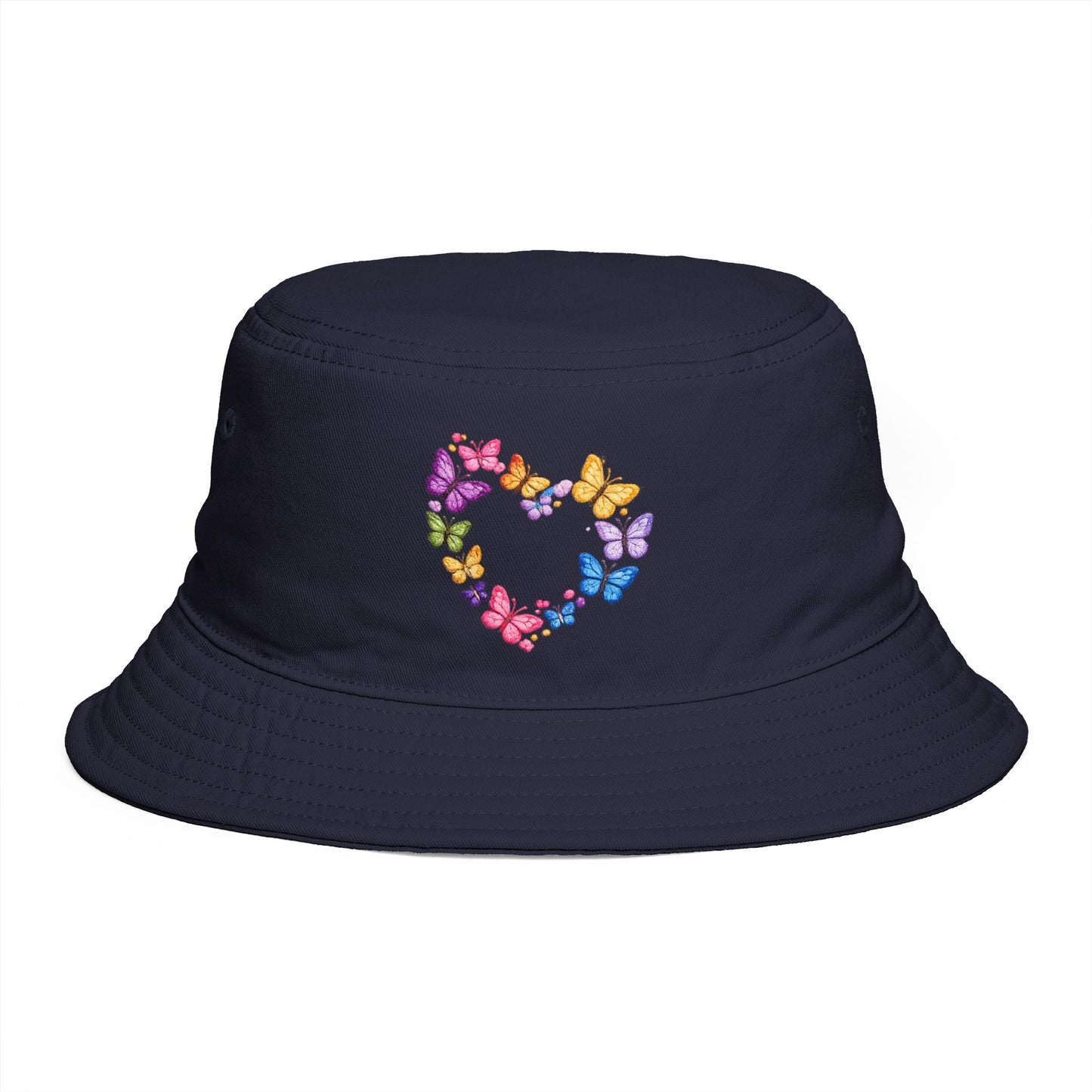 Butterfly Heart Bucket Hat — Cute Pastel Floral Summer Sun Hat