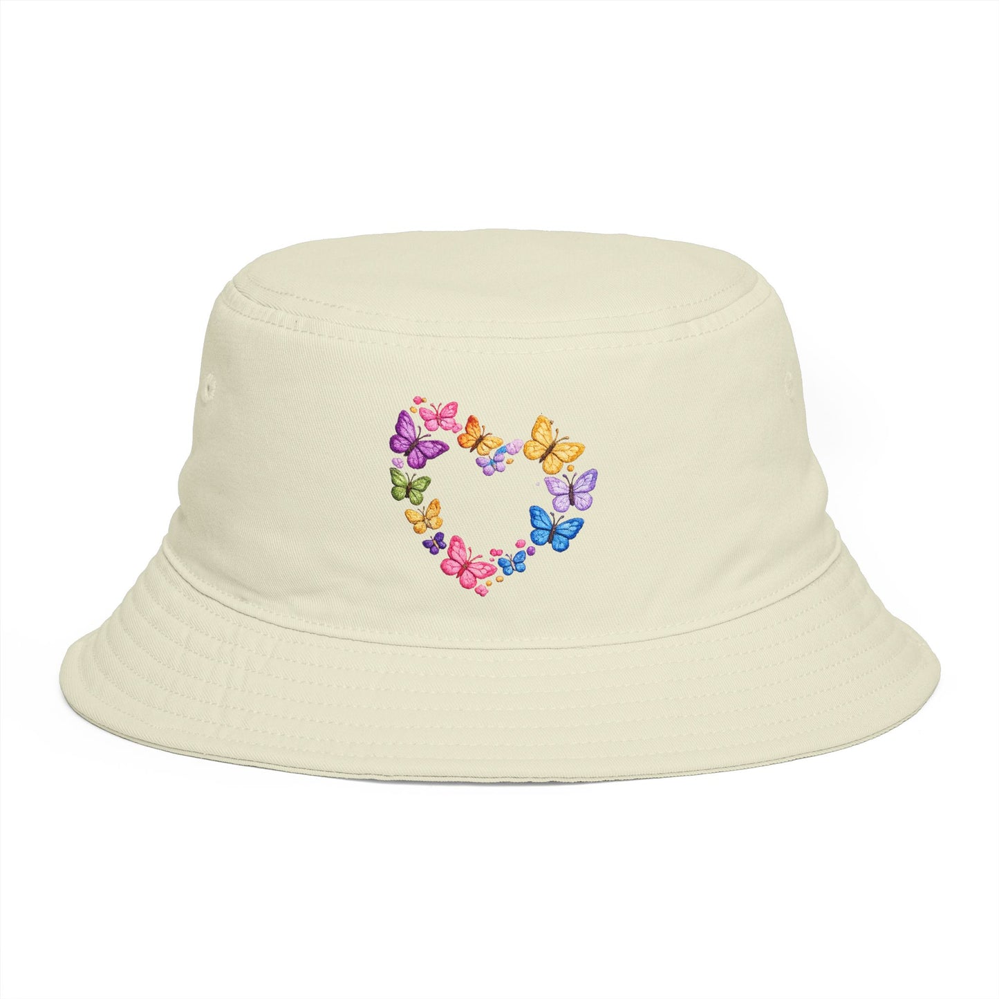 Butterfly Heart Bucket Hat — Cute Pastel Floral Summer Sun Hat