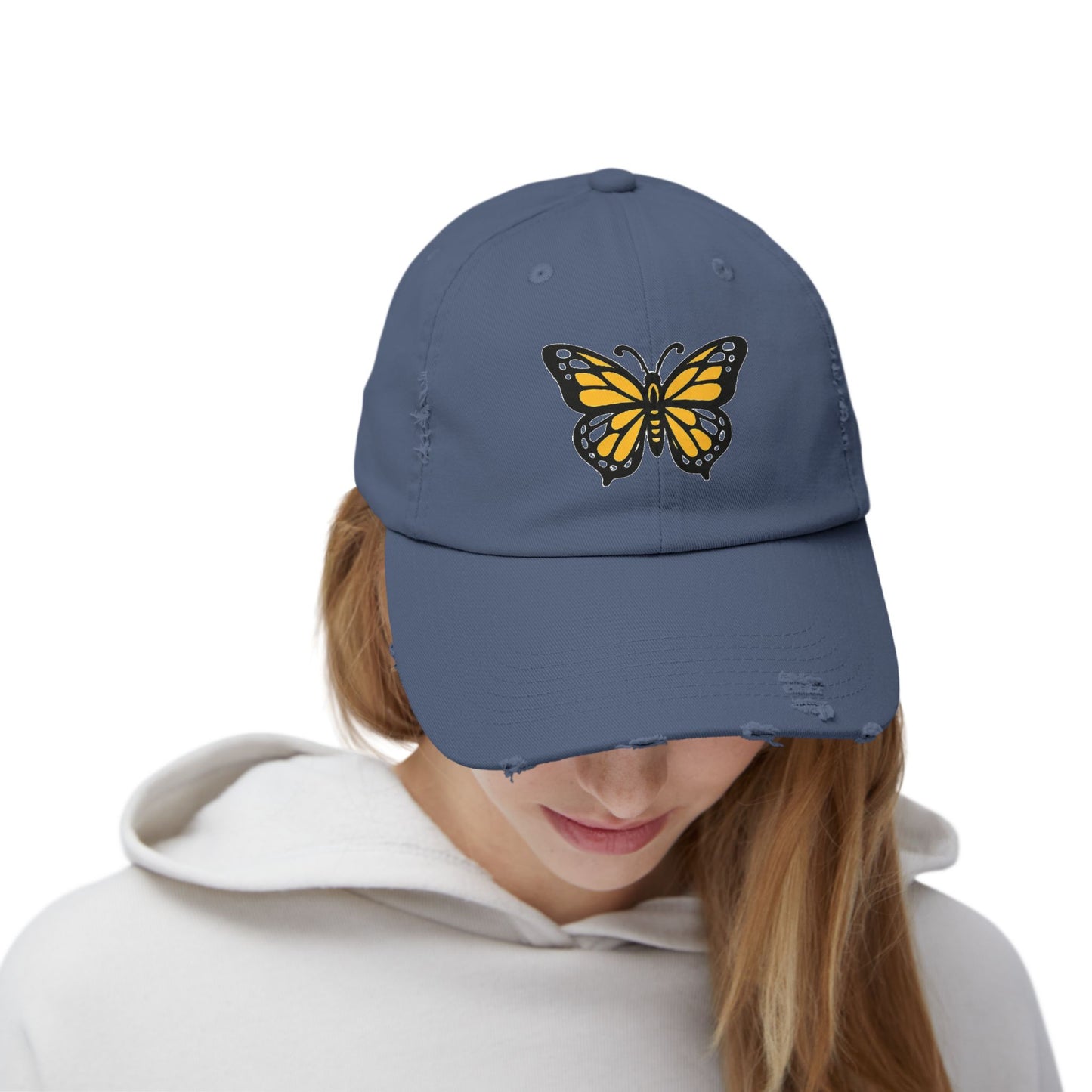 Butterfly Dad Cap — Black & Gold Embroidered Vintage Style Hat