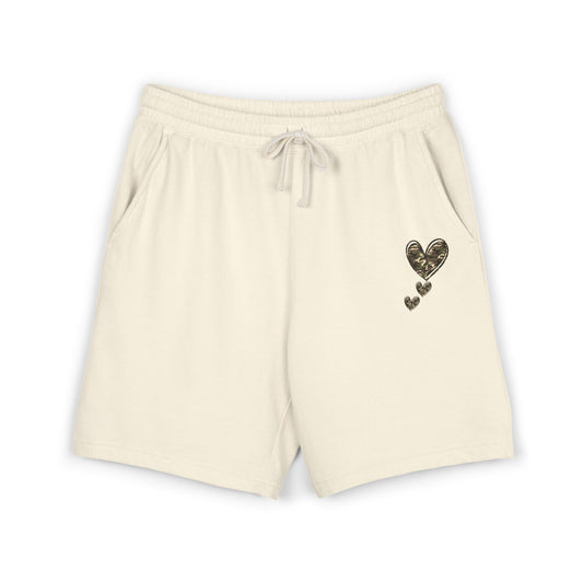 Camo Heart Trail Shorts — Soft Comfort Quiet Drip Fleece Shorts