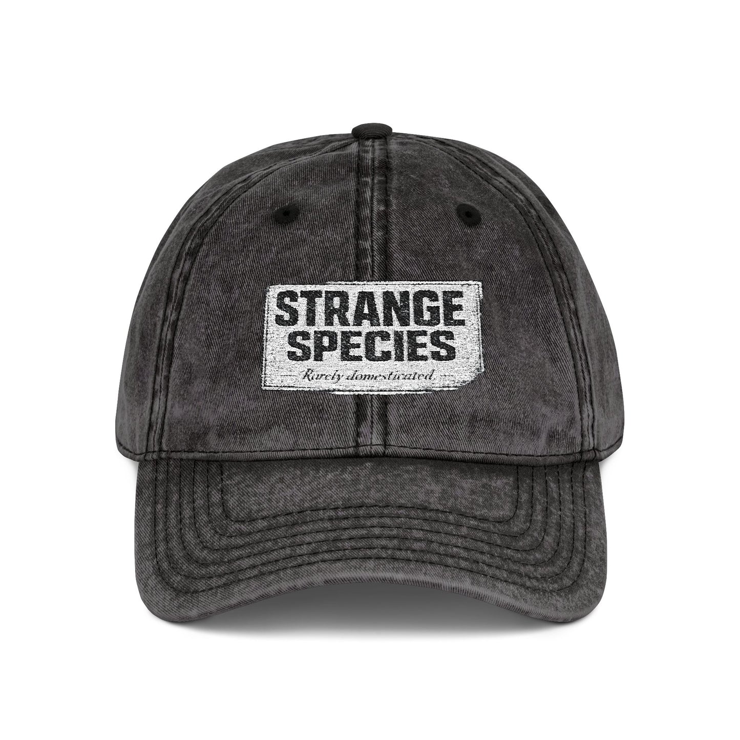 Vintage Embroidered Cap — "Strange Species" Distressed Hat