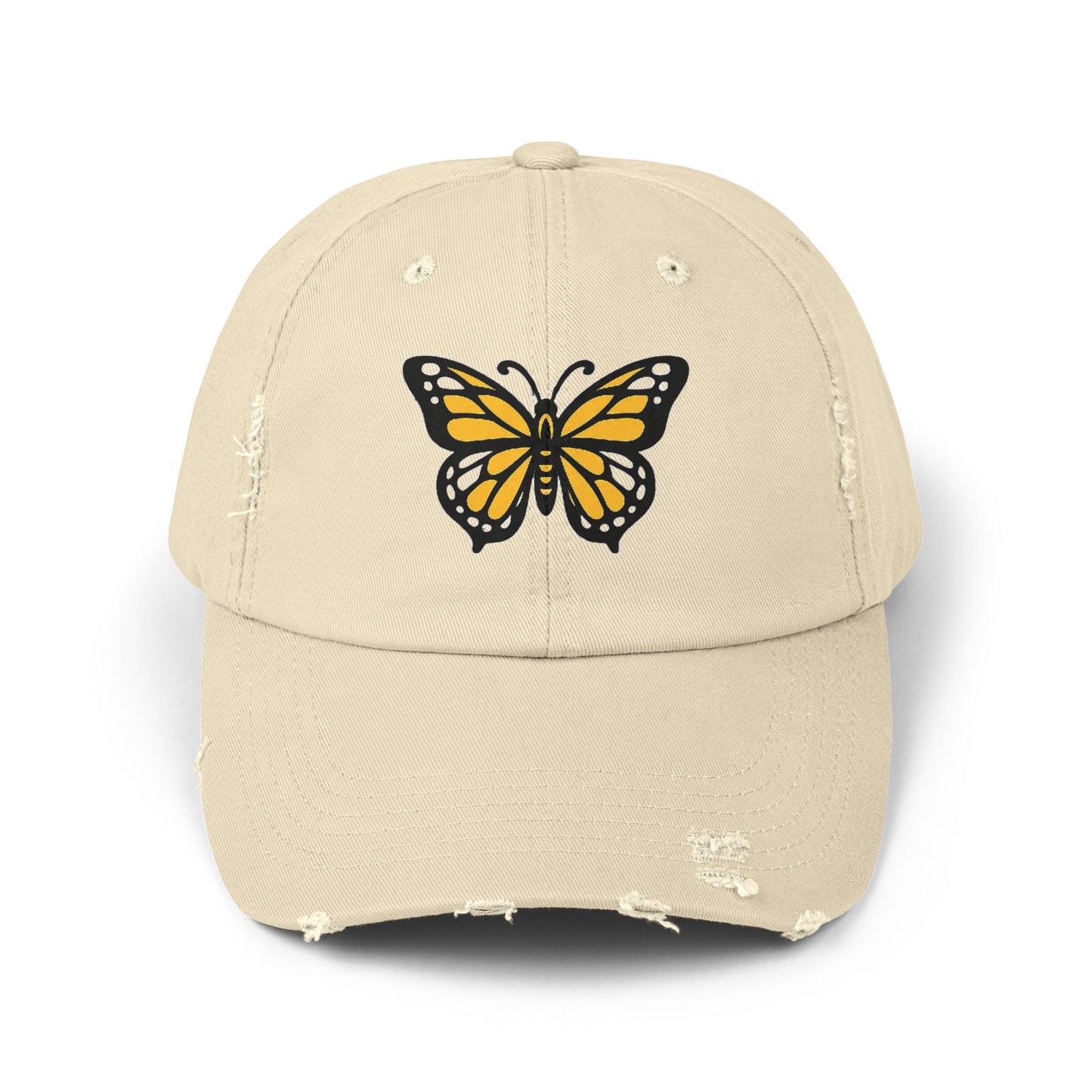 Butterfly Dad Cap — Black & Gold Embroidered Vintage Style Hat