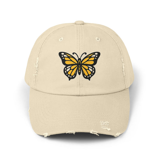 Butterfly Dad Cap — Black & Gold Embroidered Vintage Style Hat