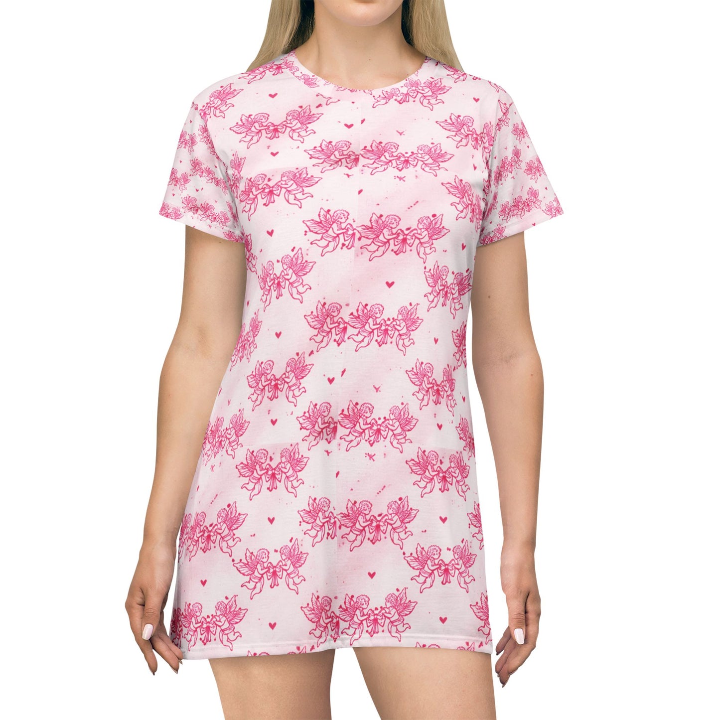 Pink Cherub Oversized T-Shirt Dress — Soft Power Aesthetic
