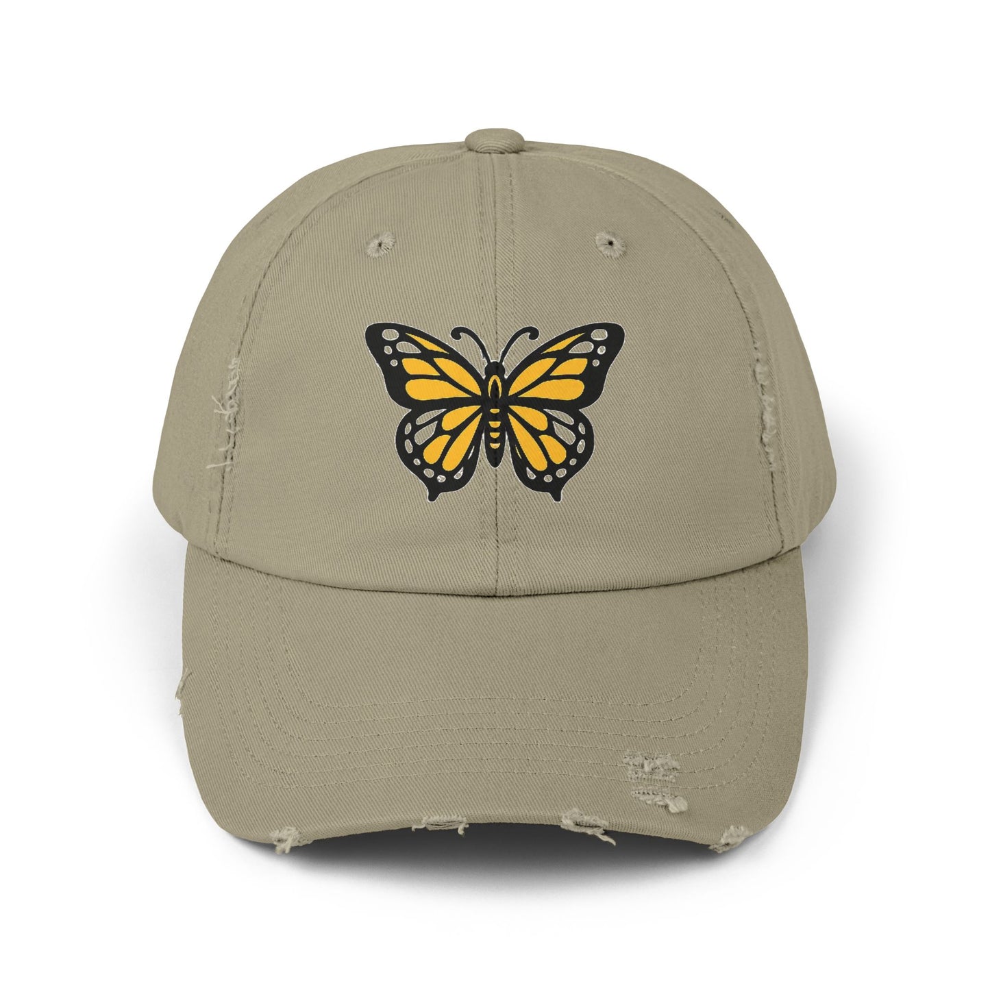 Butterfly Dad Cap — Black & Gold Embroidered Vintage Style Hat