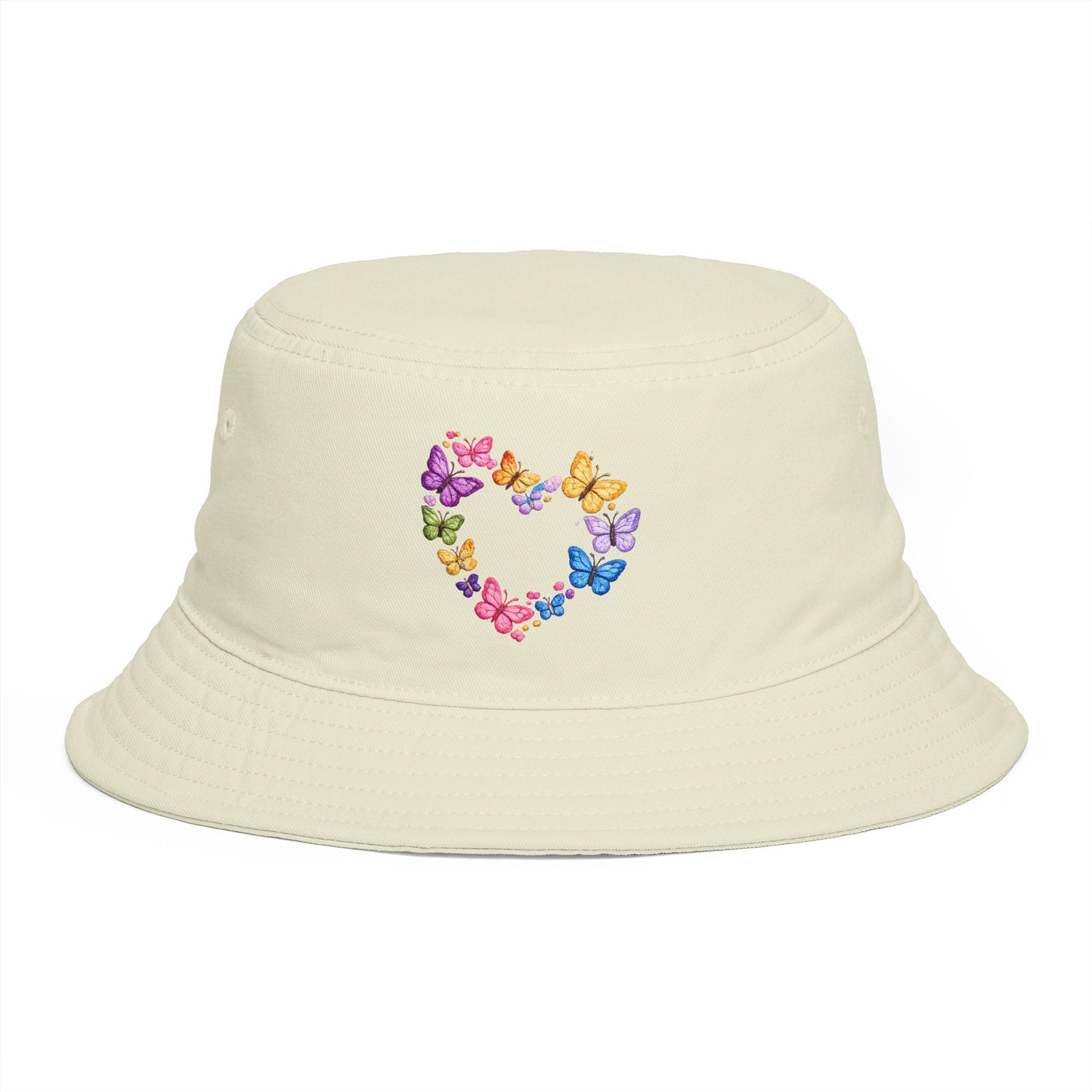 Butterfly Heart Bucket Hat — Cute Pastel Floral Summer Sun Hat