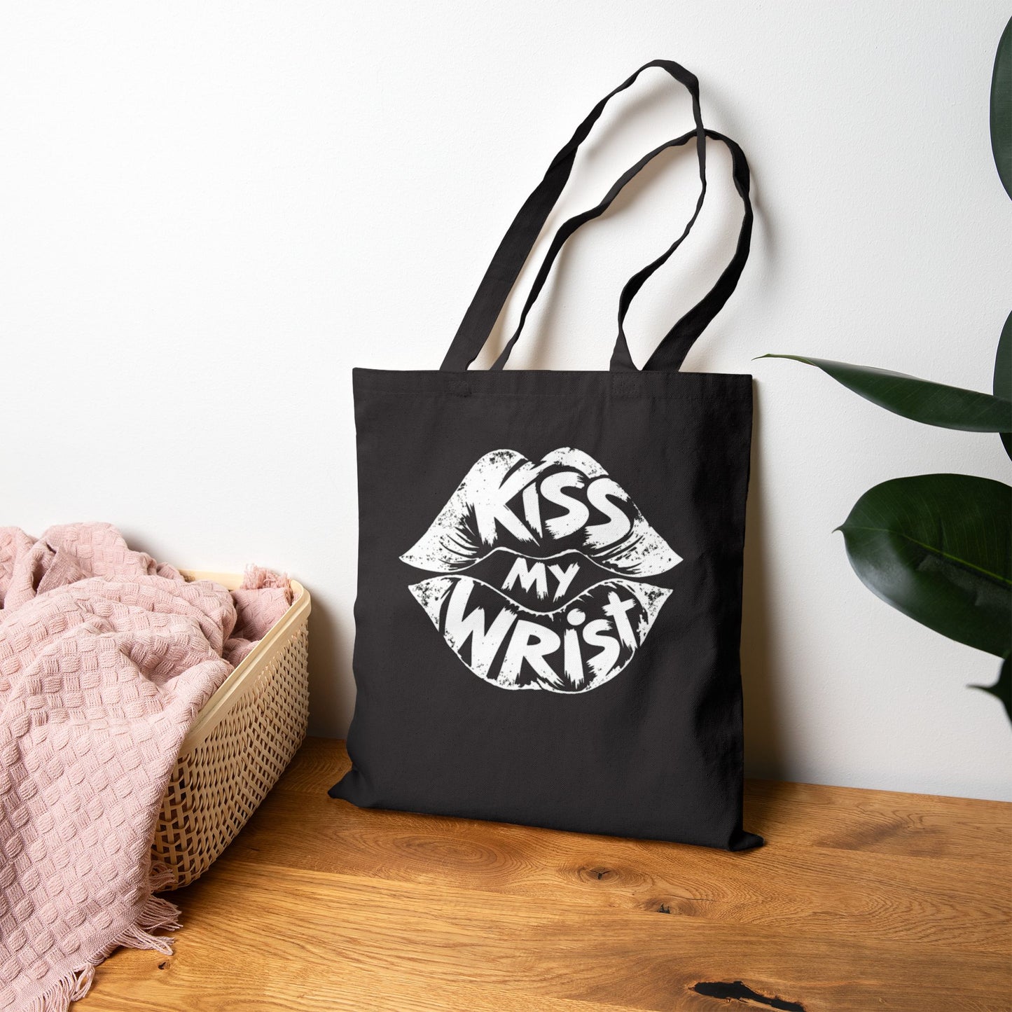 'Kiss My Wrist' Graphic Cotton Canvas Tote Bag | Funny Attitude Tote | Everyday Carryall Bag | reusable | Shopping Tote | Sassy Gift