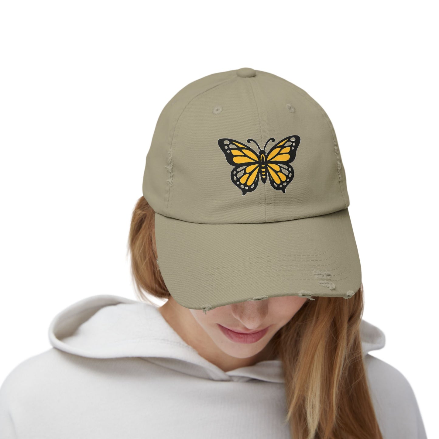 Butterfly Dad Cap — Black & Gold Embroidered Vintage Style Hat