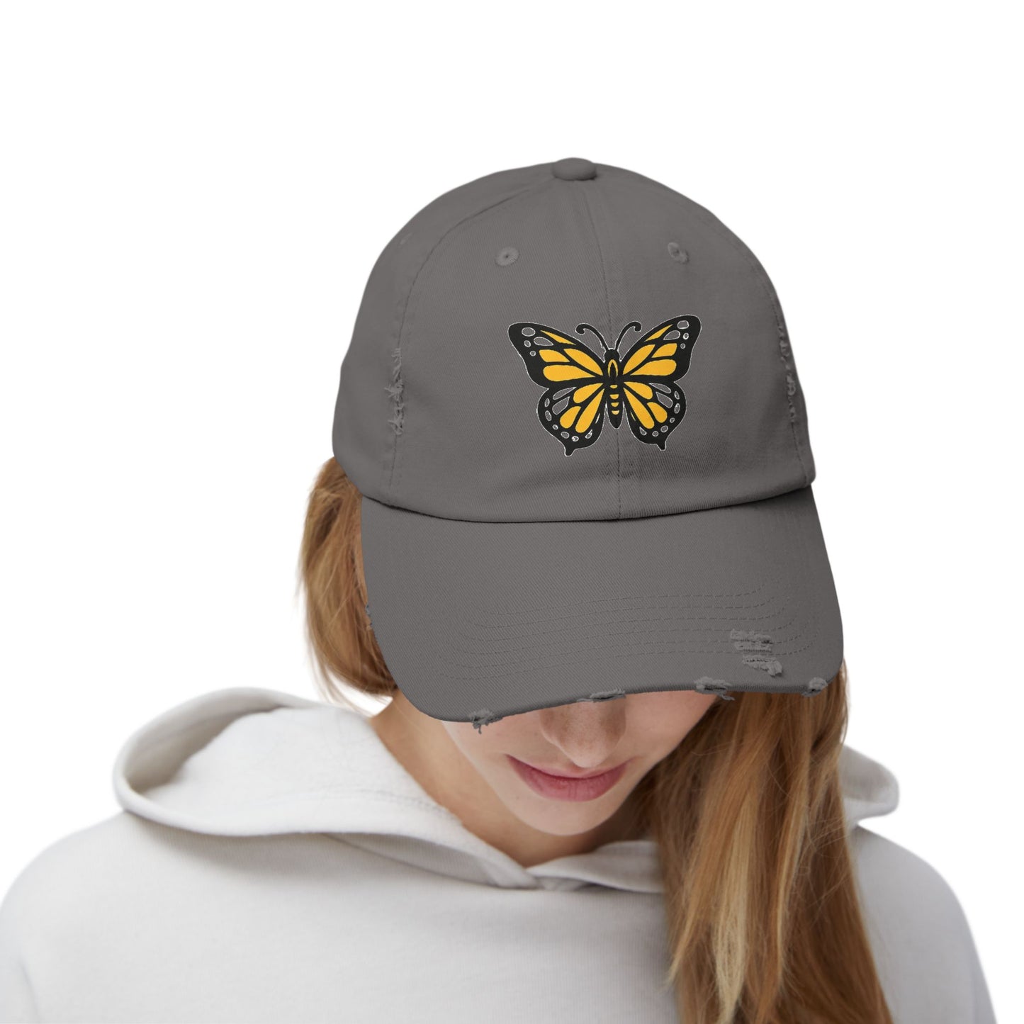 Butterfly Dad Cap — Black & Gold Embroidered Vintage Style Hat