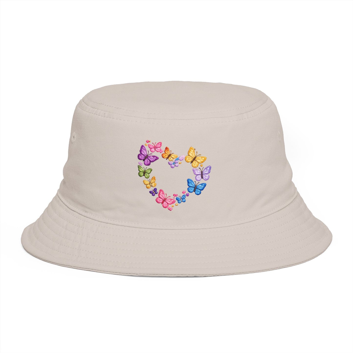 Butterfly Heart Bucket Hat — Cute Pastel Floral Summer Sun Hat