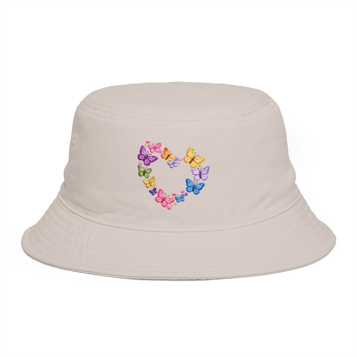 Butterfly Heart Bucket Hat — Cute Pastel Floral Summer Sun Hat