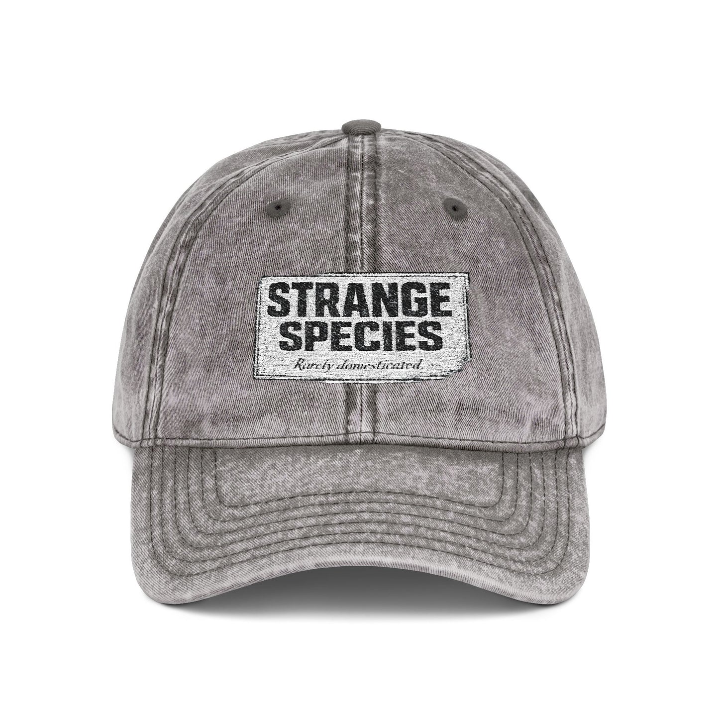Vintage Embroidered Cap — "Strange Species" Distressed Hat