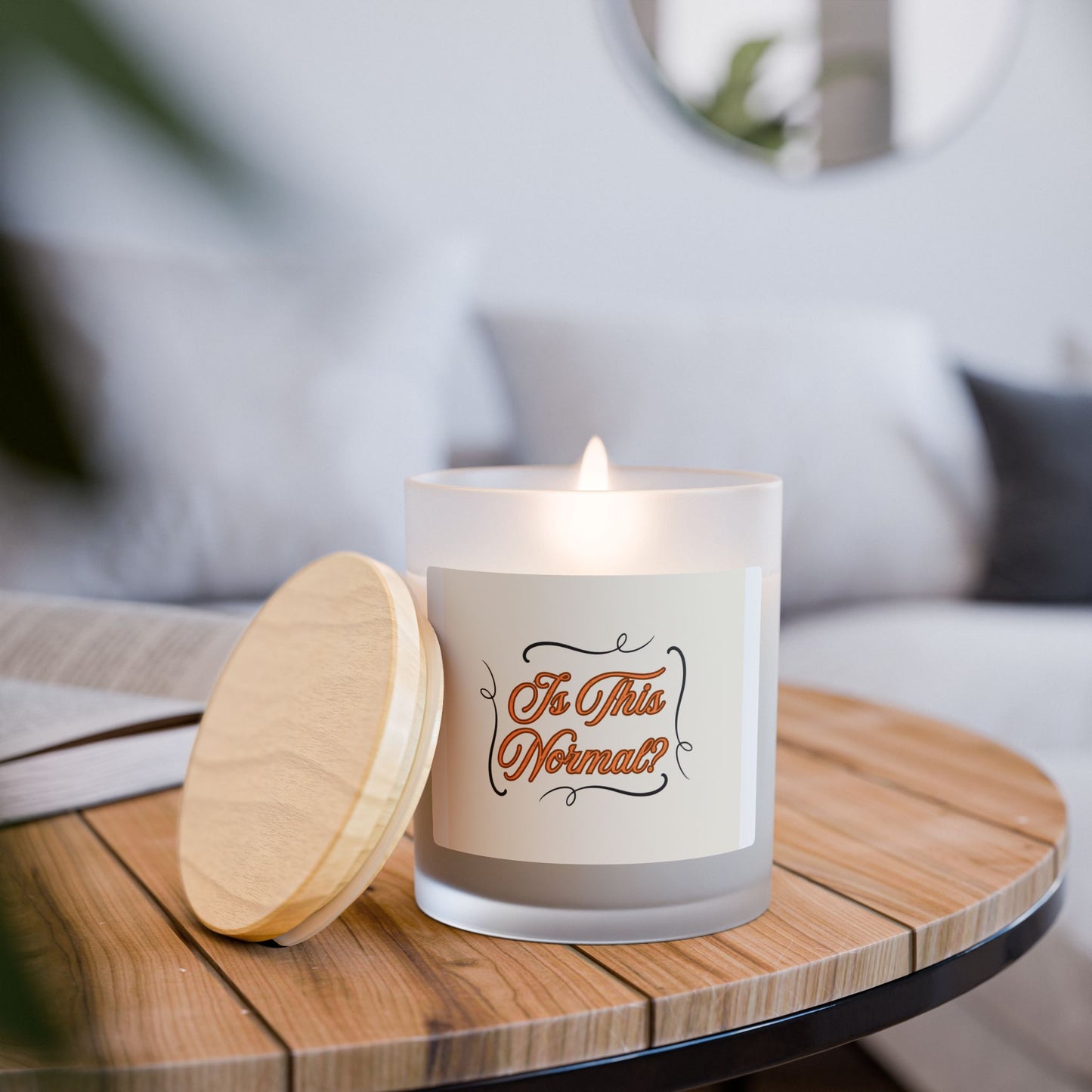 The Sanctuary Candle | "Is This Normal?" Frosted Glass & Wood Lid | Resilience & Peace Scented Candle | The Powerhouse Hub