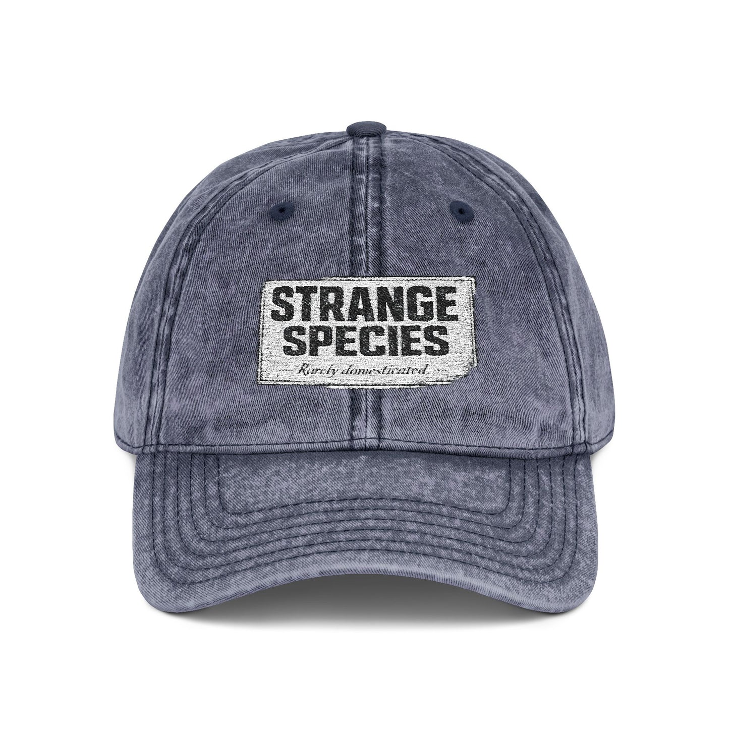 Vintage Embroidered Cap — "Strange Species" Distressed Hat