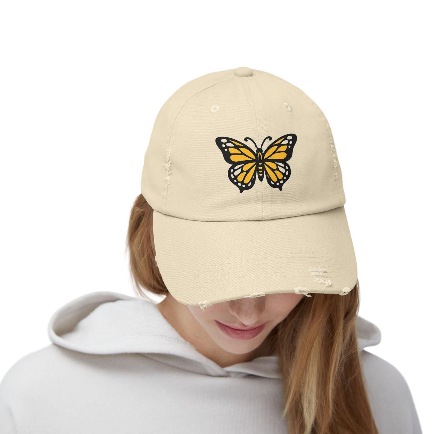 Butterfly Dad Cap — Black & Gold Embroidered Vintage Style Hat