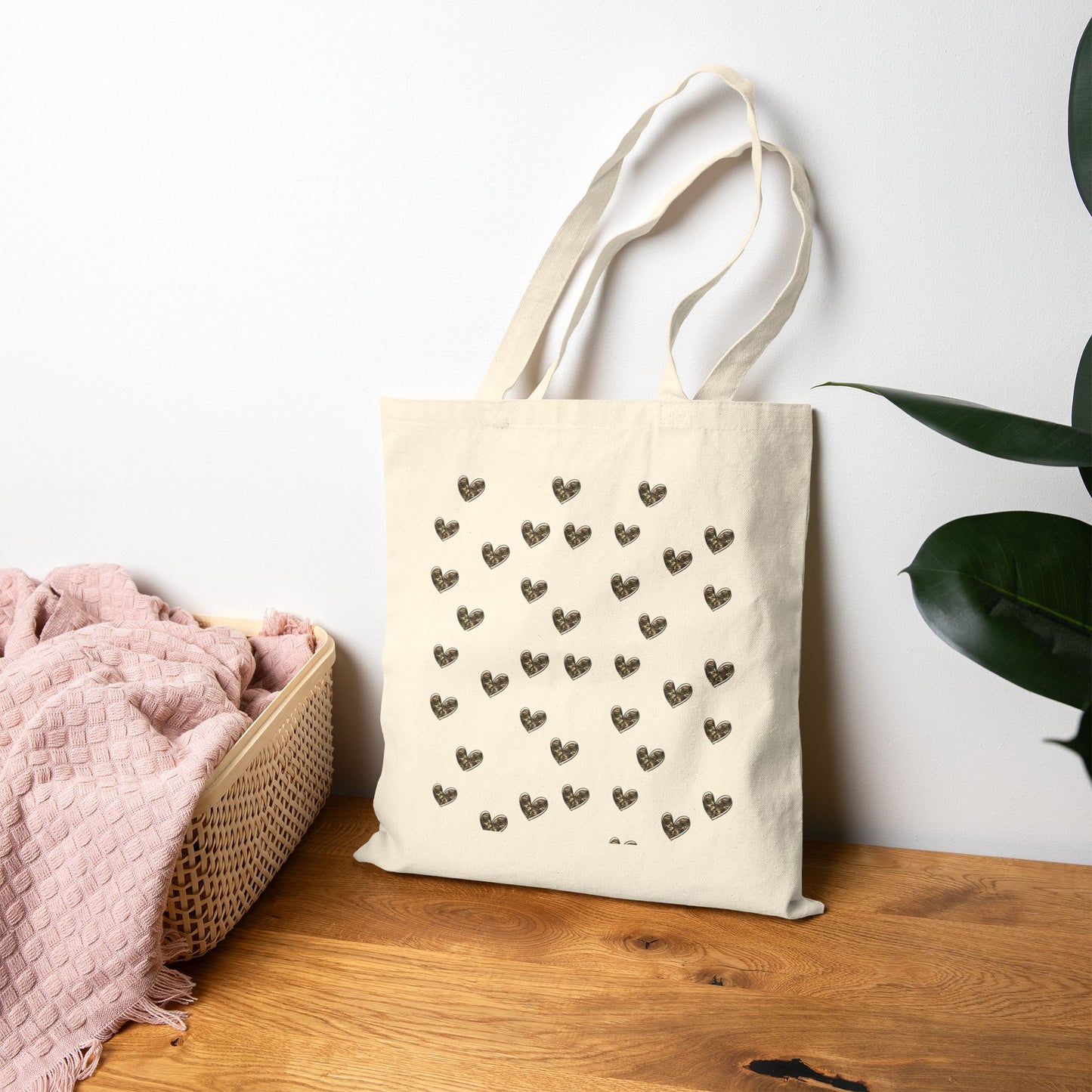 Camo Heart Canvas Tote — Durable Canvas Bag with Subtle Edge