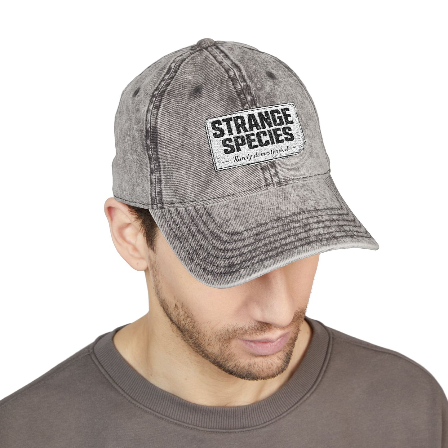 Vintage Embroidered Cap — "Strange Species" Distressed Hat