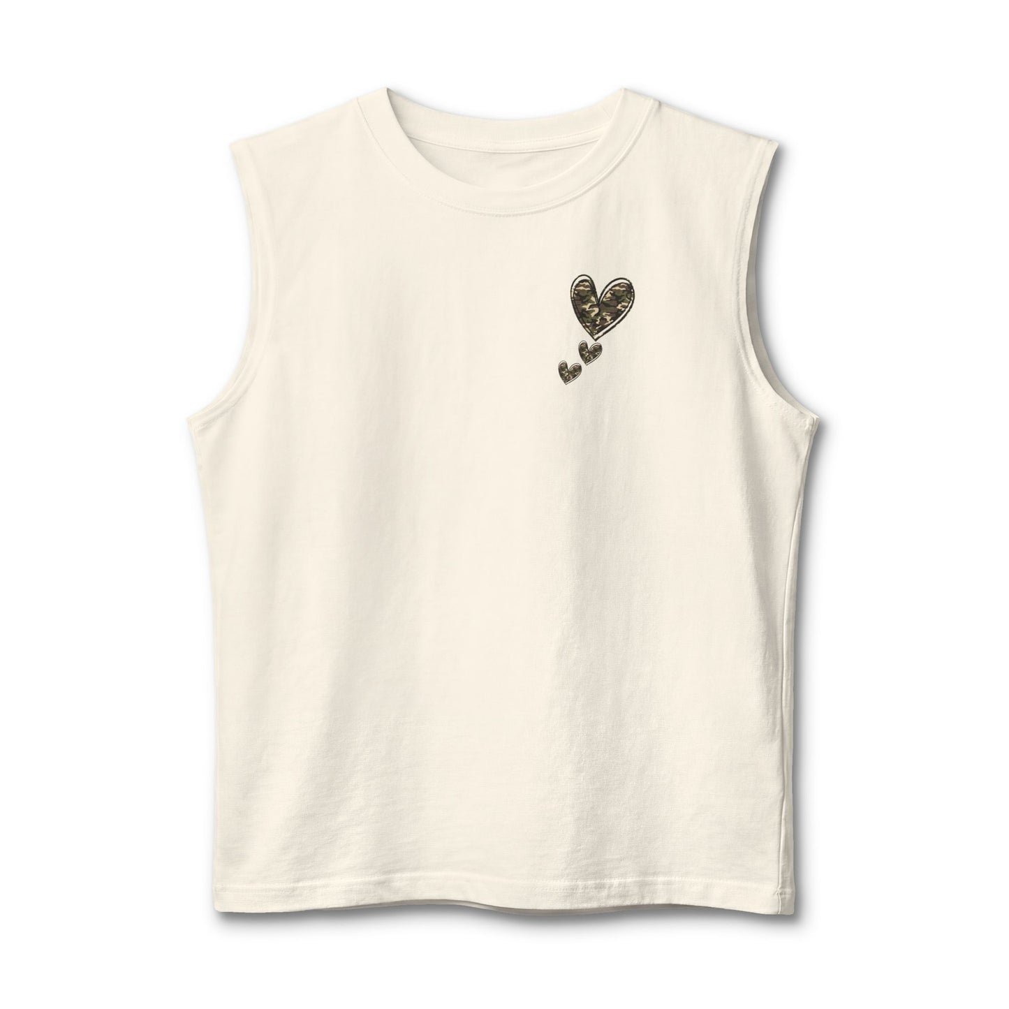 Camo Heart Trail Tank — Soft Comfort, Quiet Drip Sleeveless Top