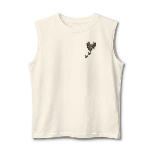 Camo Heart Trail Tank — Soft Comfort, Quiet Drip Sleeveless Top