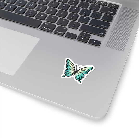 Aqua Heart Butterfly Sticker — Vinyl Decal for Laptops & Journals