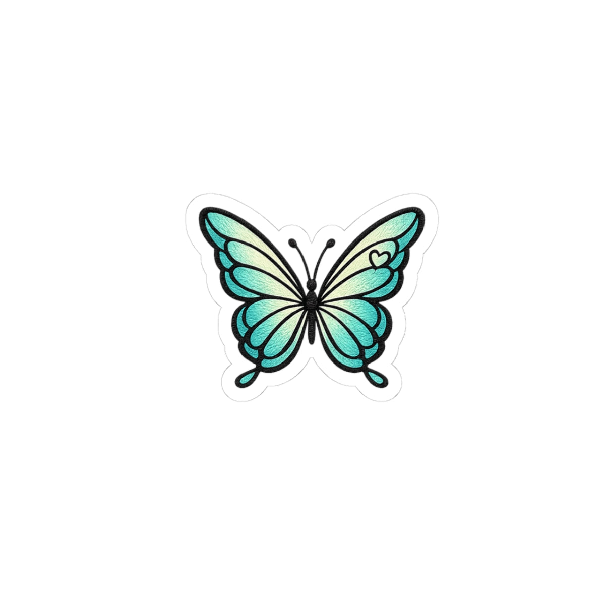 Aqua Heart Butterfly Sticker — Vinyl Decal for Laptops & Journals