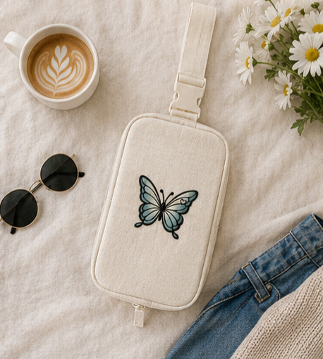 Embroidered Butterfly Explorer Sling Bag — Compact Travel Crossbody