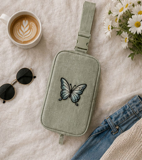 Embroidered Butterfly Explorer Sling Bag — Compact Travel Crossbody