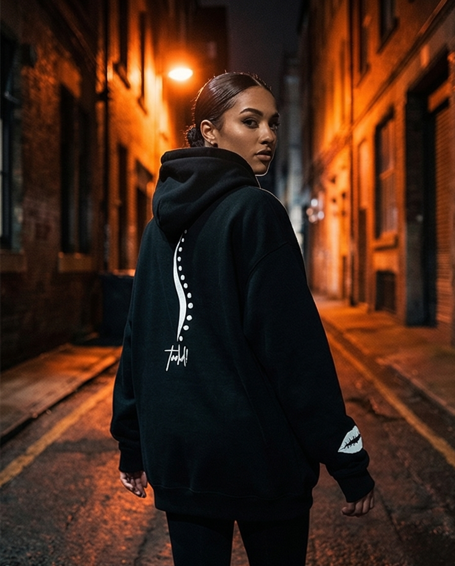 toohd! spine first™ Black Hoodie — Wear Your Backbone