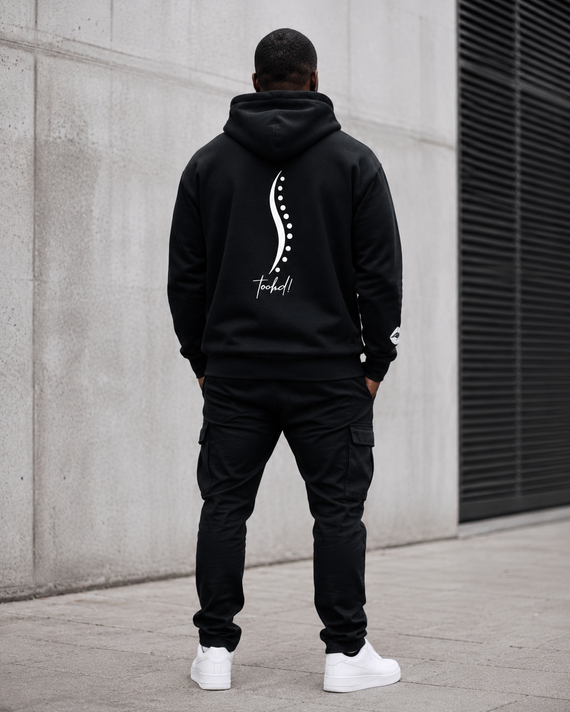 toohd! spine first™ Black Hoodie — Wear Your Backbone