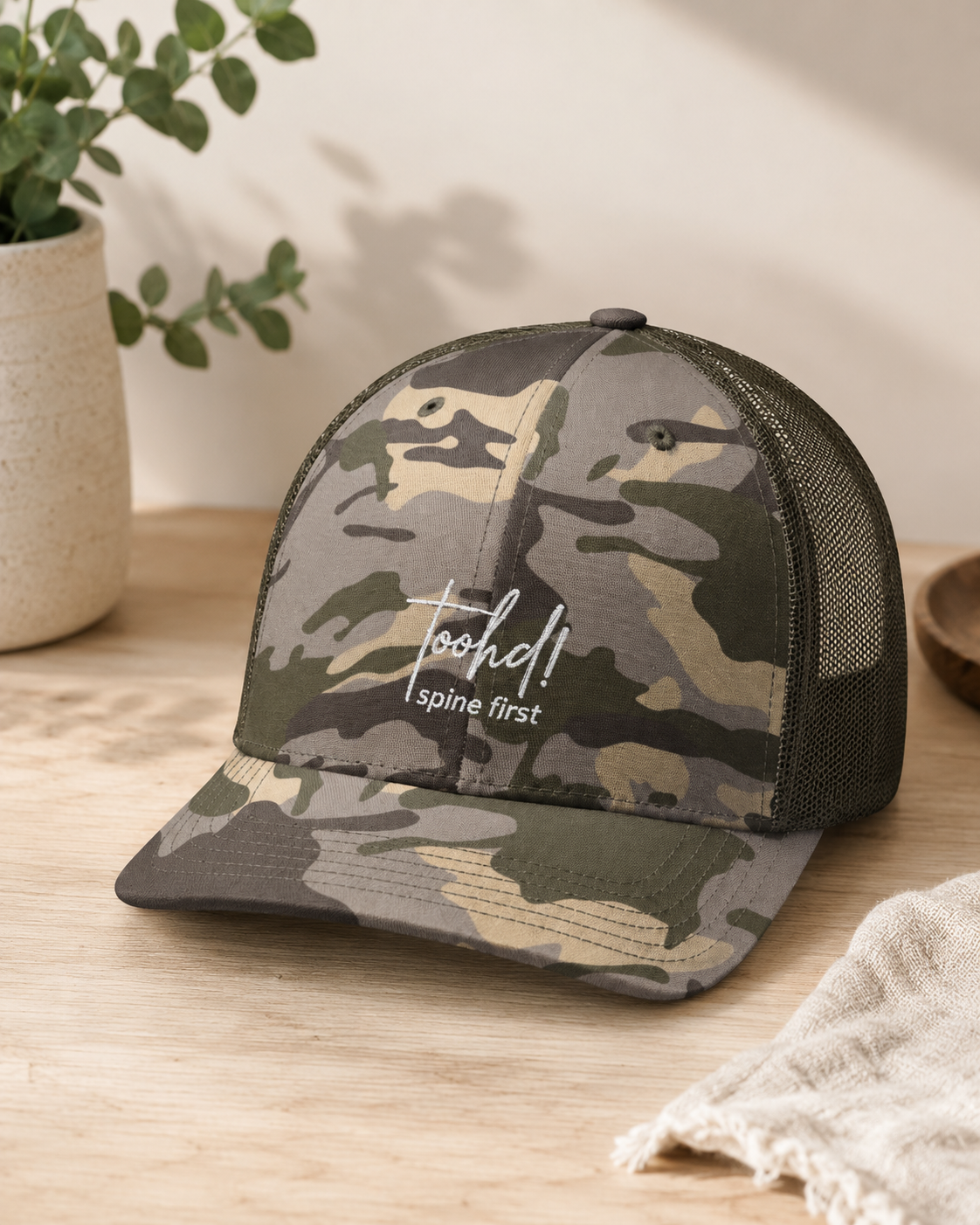 toohd! spine first™ Camo Cap — Attitude Up Front